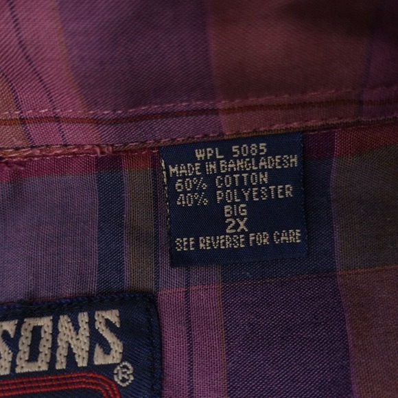 Samsons Shirt Men's Big 2X Multicolor Plaid Cotton Front Pockets Fit Button-Up - Picture 4 of 8